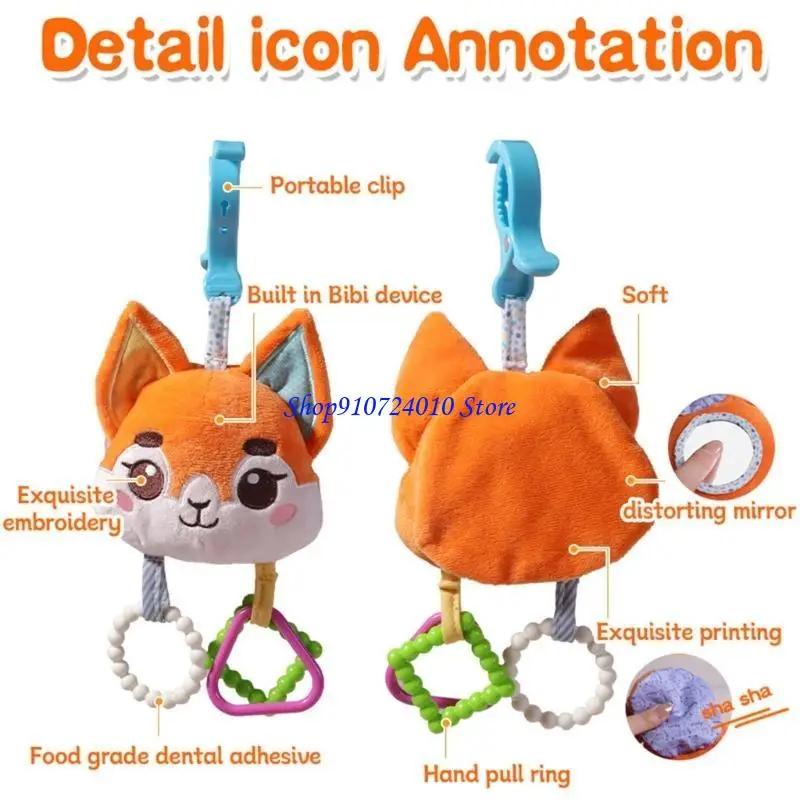 77HD Morbido peluche sonaglio culla giocattolo mobile per neonati Ciondolo per sviluppo visivo e sensoriale con gancio per il