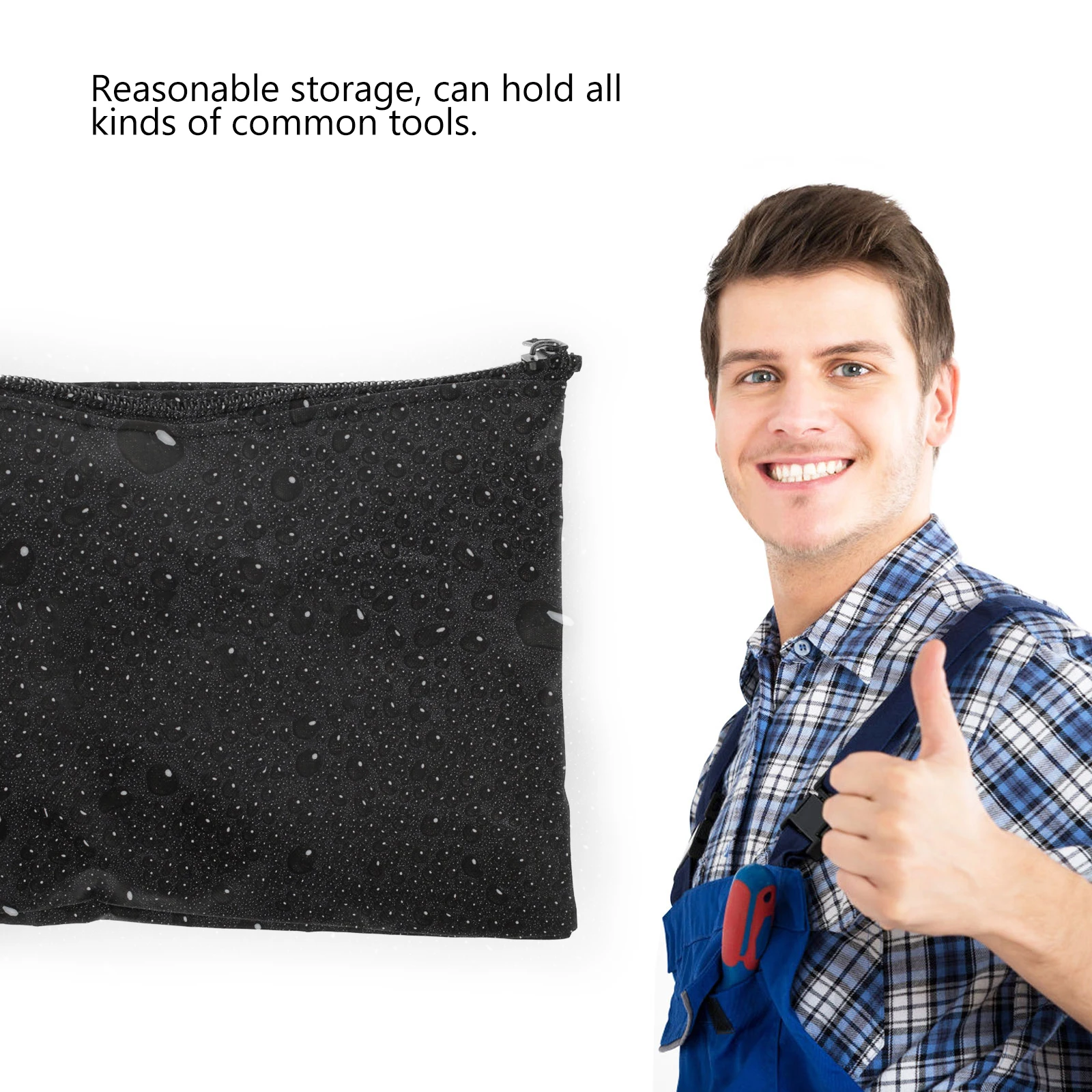 

5 Pcs Black 238x130mm Oxford Cloth Tool Bag Large Capacity Waterproof Zipper Toolkit Storage Pouch Durable Handbag