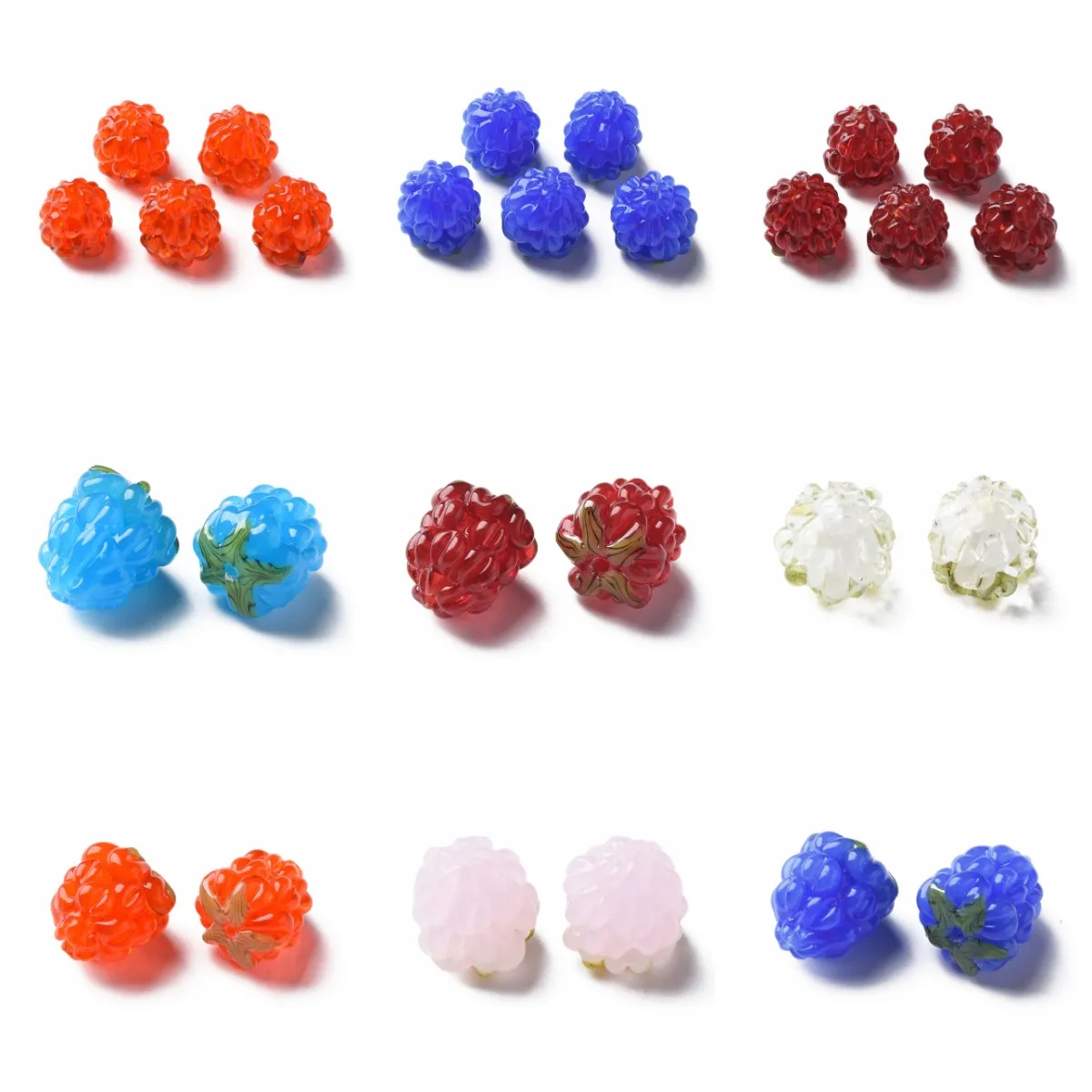 20Pcs Handmade Lampwork Raspberry Beads Glass Fruit Bead Charms For DIY Bracelet Necklace Earring Jewelry Making Accessories