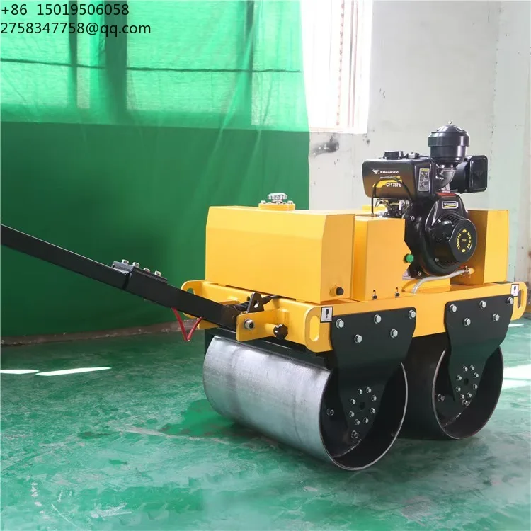 Hot Sell Walking Hand Double Drum Roll Road Roller Price for Sale  0.5 Ton 1ton 2ton Walk Behind Small Road Roller Manufacturer