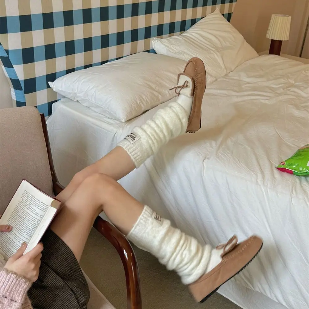 Calentadores de piernas Y2k tejidos coloridos informales, calentadores de piernas suaves y dulces, medias de felpa para mujeres y niñas