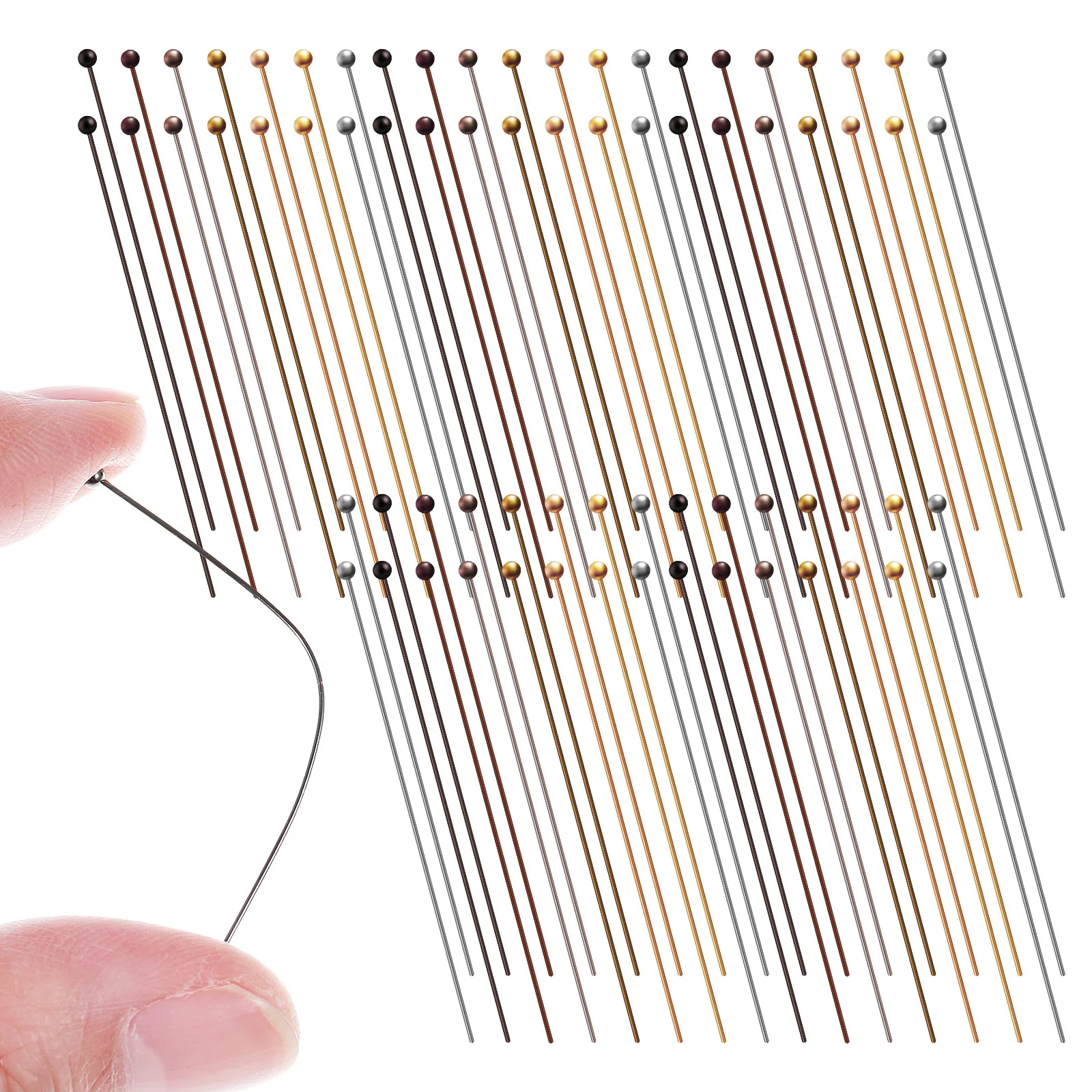 200 قطعة دبابيس الرأس الكرة لصنع المجوهرات DIY موصل الإبر السلس النحاس دبابيس مجموعة ل قلادة سوار خلخال سلسلة الحرف