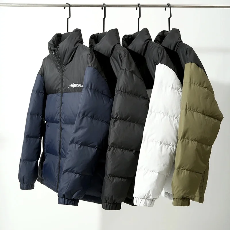 

Thiened Du down Puffer Jaet Men's Winter Outdoor Mountain Series Stand Collar Embroidery Bread Sle Warmth Youth Faion