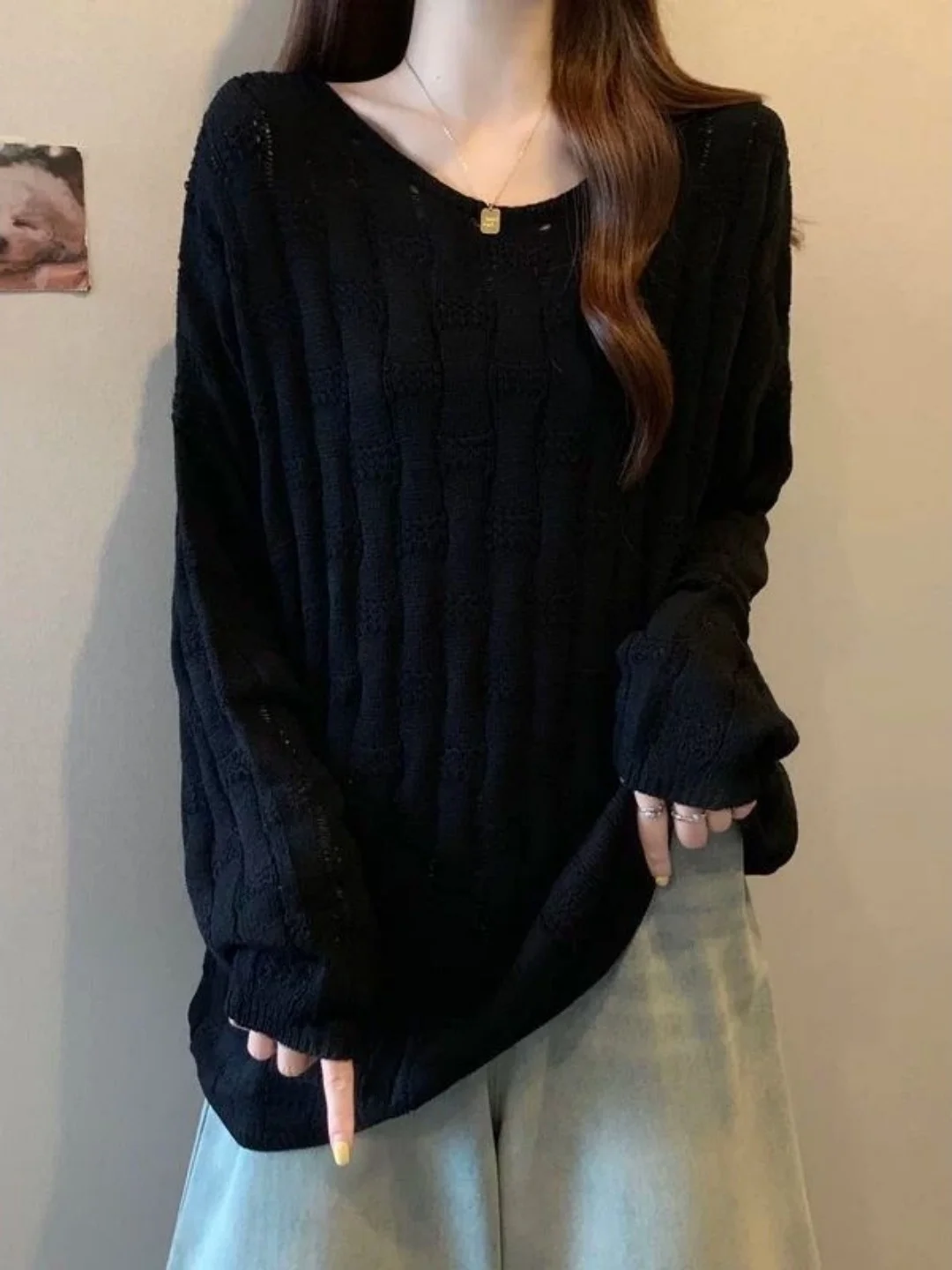 

plus Size Women's Long Sve Knitted Sweater round Ne Base Layer Meat Covering Faionable Autumn Winter Korean Sle Loos...