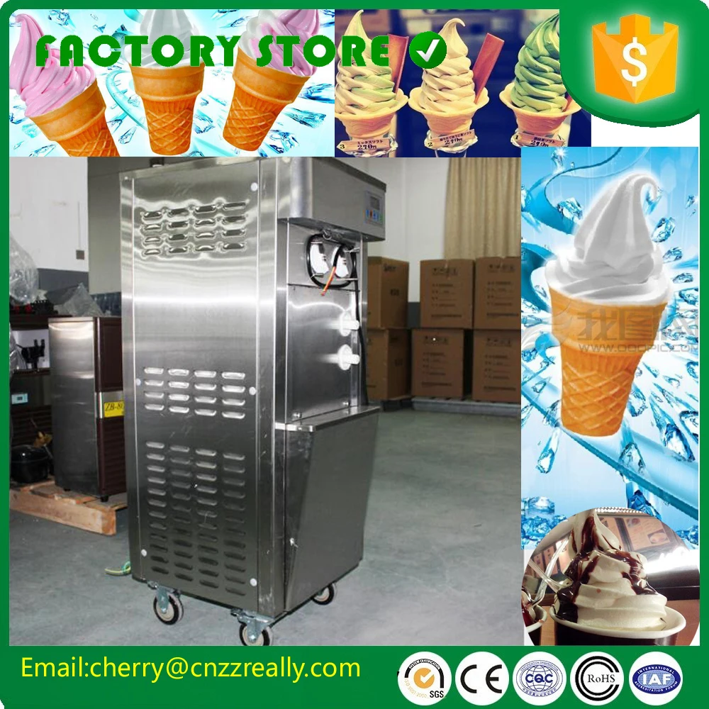 with ice cream cone system！Full stainless steel + 20L/h  ！Commercial stainless steel soft serve ice cream vending machine coin