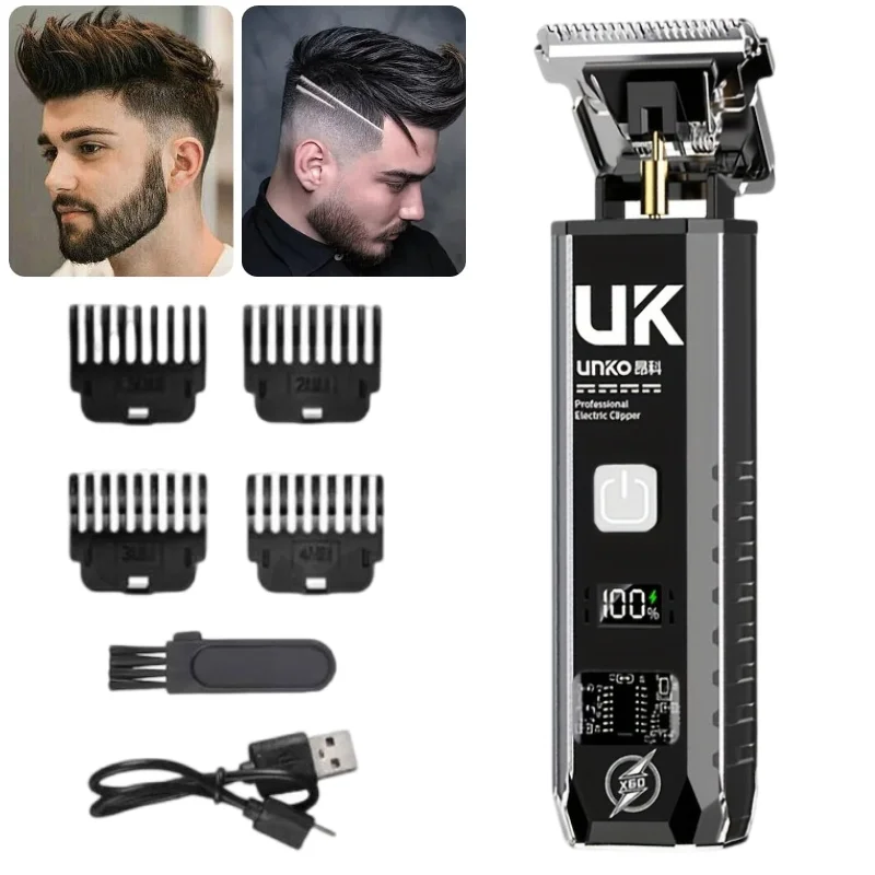 T9 Hair Clipper Rotary Motor 4 Guide Combs Cleaning Brush USB C Cable Cordless Rechargeable Beard Trimmer for Men Heavy Duty Use