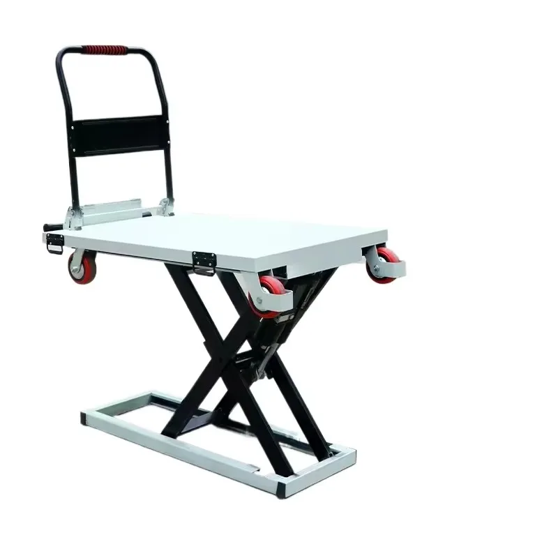 High Quality Electric Flatbed Trolley Portable Transport Mobile Small Hydraulic Lift Flatbed Trolley