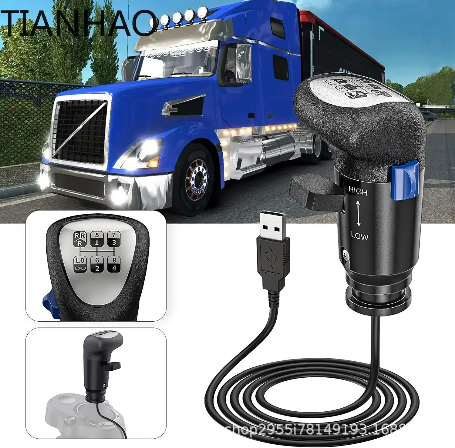 for USB Truck Simulator with Shift Knob for ATS ETS2 Logitech G29 G27 G25 gaming steering wheel adapter plug and play