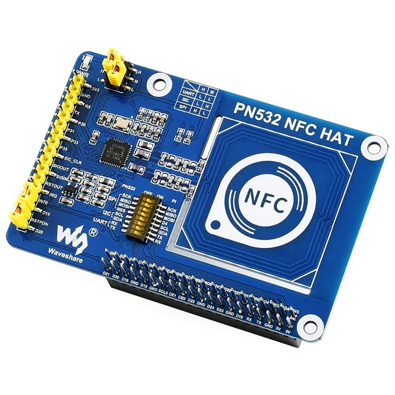 Waveshare-PN532 NFC HAT para Raspberry Pi, Suporta Três Interfaces de Comunicação, I2C, SPI, UART, Frequência 13.56MHz