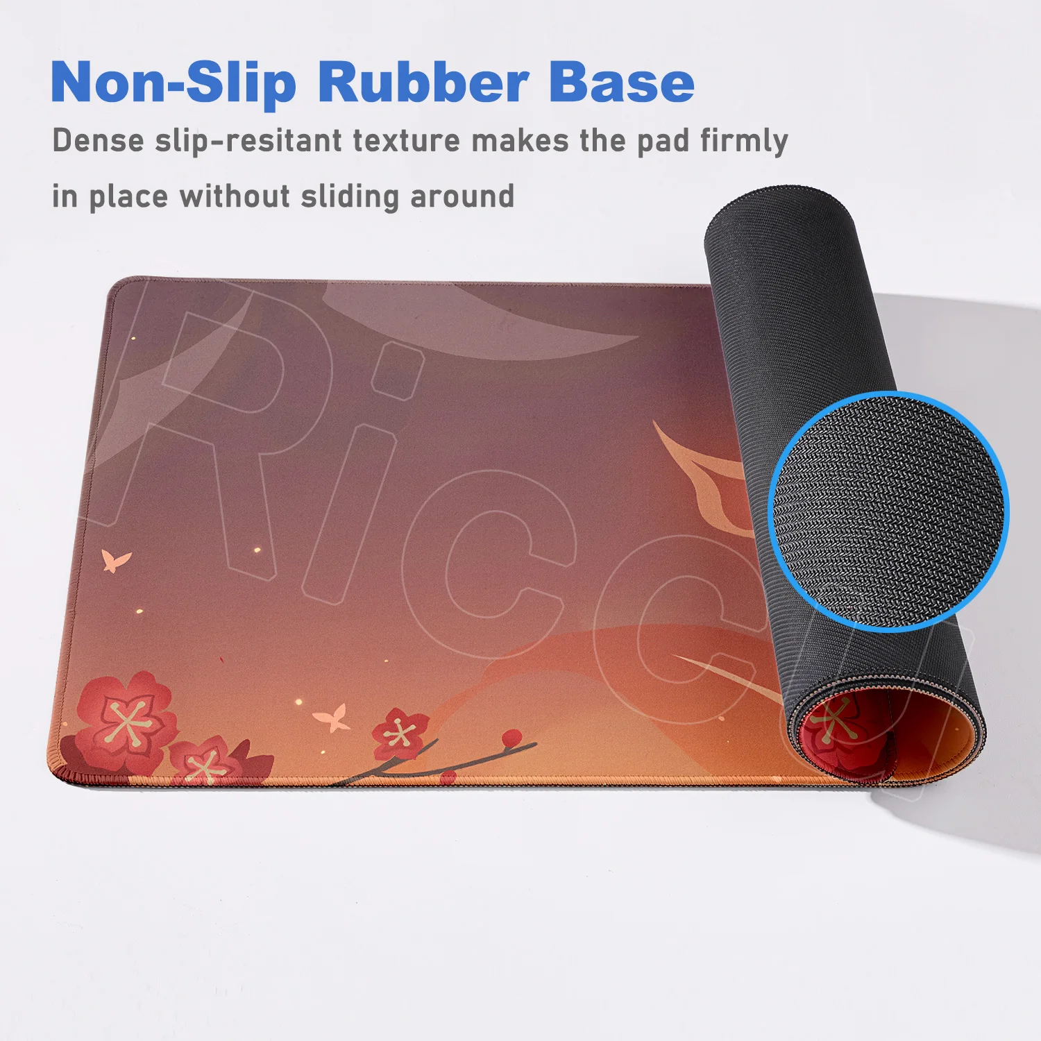 1200x600mm 원신 임팩트 후타오 게이밍 마우스패드 XXXL 대형 미끄럼 방지 고무 바닥 스티치 엣지 키보드 매트 사무실용