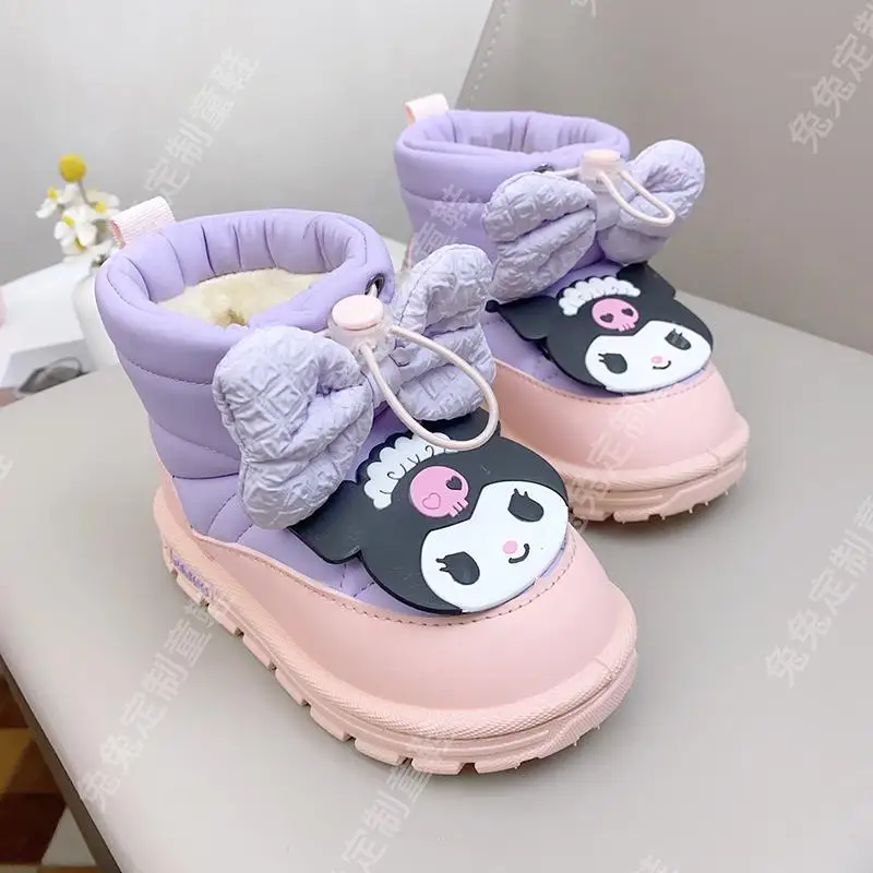 

Kawaii Sanrio Kuromi Children Snows Boots Anime Figure Cinnamoroll Winter Plus Velvet Keep Warm Shoe Cartoon Hot New Style Cute