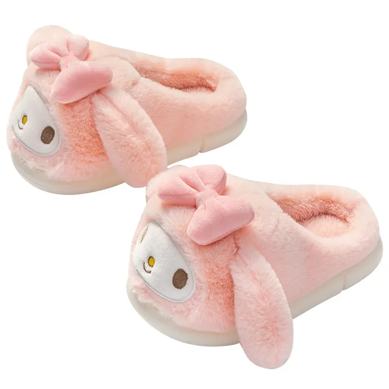 New Sanrio Melody Cotton Slippers Women\'s Winter Cute Indoor Home Parent-child 2024 New Plush Slippers Women\'s Autumn and Winter