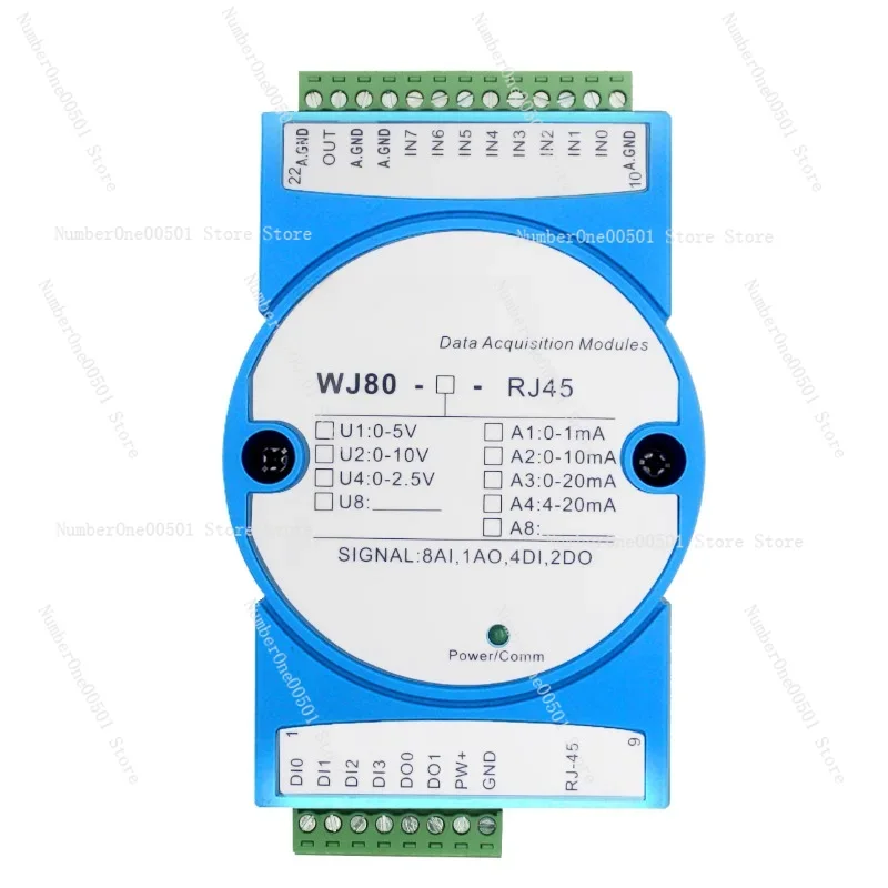 

4-20mA Current to Network Port Ethernet Modbus TCP Network Data Acquisition IO Module Wj80