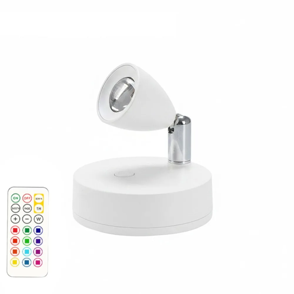 Magnetic Suction Magnetic LED Spotlight Dimmable 13 Colors Wireless Night Light Battery Operated with Remote Control Wall Lamp