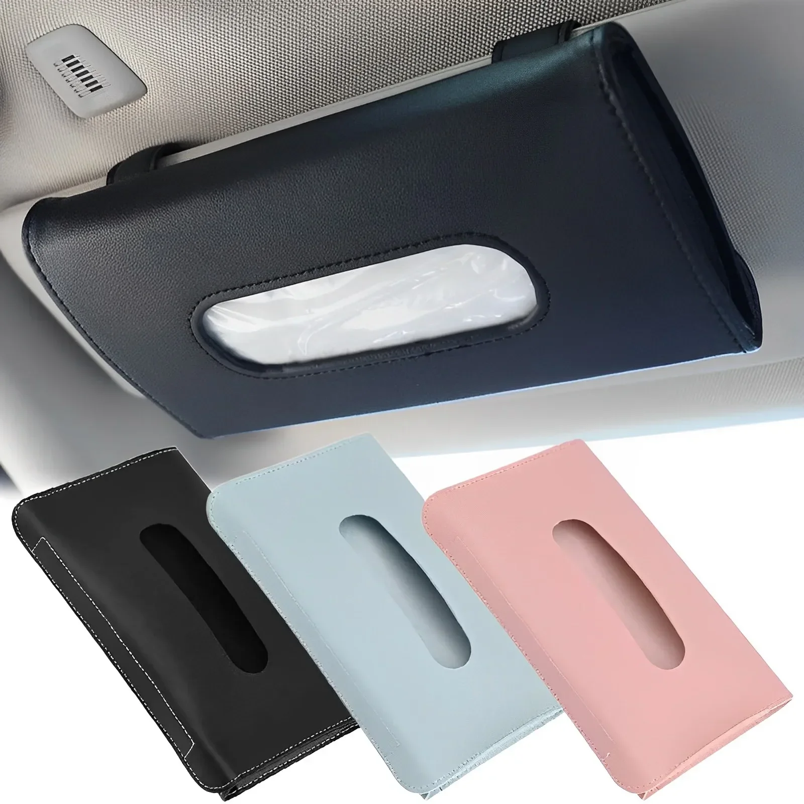 

PU Leather Car Sun Visor Tissue Boxes Universal Fashion Car Tissue Holder Car Decoration Decor Auto Interior Accessories