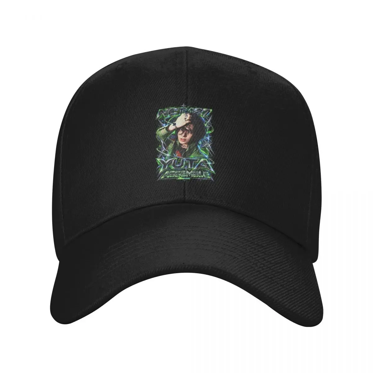 Fashion NCT 127 Yuta Neon Matrix Assemble Rocker Cyber Visual baseball cap Washed Denim Cap Beret Man
