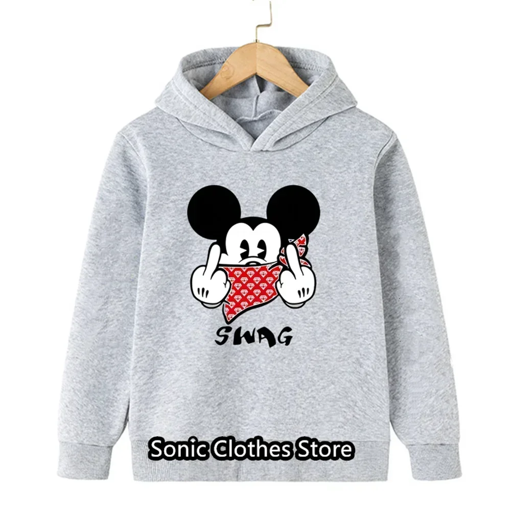 2024 New Cool Mickey Mouse Hoodie Kids Girls Minnie Mouse Clothes Children Hoodies Fashion Boys Sweatshirts Girls Boys Clothes