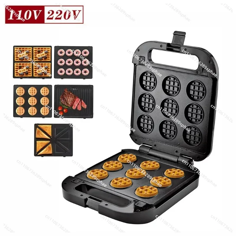 Household Replacement 5-in-1 Small Waffle Donut Machine Sandwich Cookie Machine