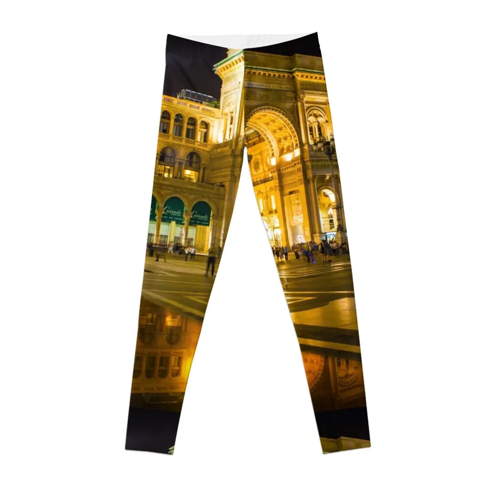 Piazza del Duomo at night, Milan, ITALY Leggings Sports female sporty woman push up Womens Leggings