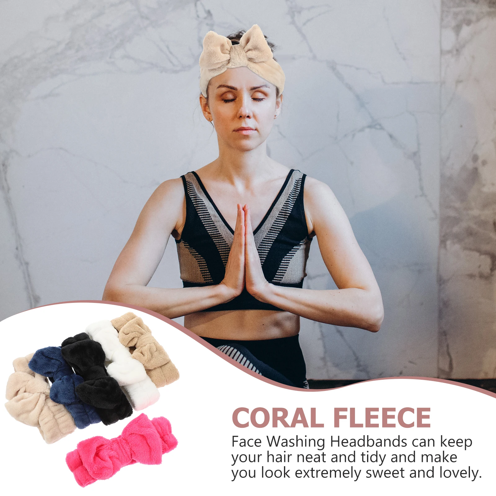 

6pcs Coral Fleece Headbands For Face Washing Hair Bands Skincare Spa Makeup Bath Headband Women Elastic Soft Comfortable