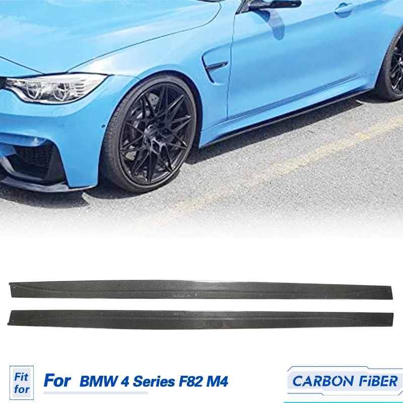 Car Side Skirts Extensions Carbon Fiber for BMW F82 F83 M4 2-Door 2014-2020 Racing Side Door Bumper Apron Lip Skirt Body Kits