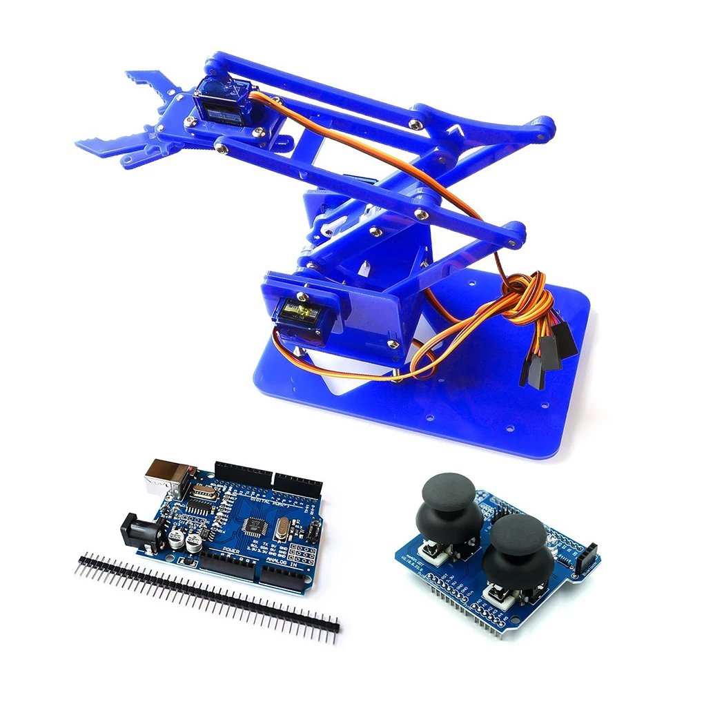 4 DOF Unassembly Acrylic Mechanical Arm Robot Manipulator Claw for Arduino Maker Learning DIY Kit Robot Programming Robot Arm