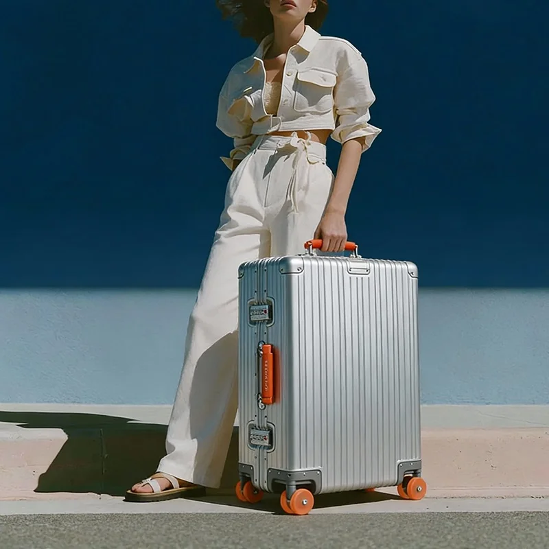 

PULUWIRR 2025 New Full Aluminum Magnesium Alloy Lage Bag with Universal Wheels Travel Suitcase Che-In Baggage