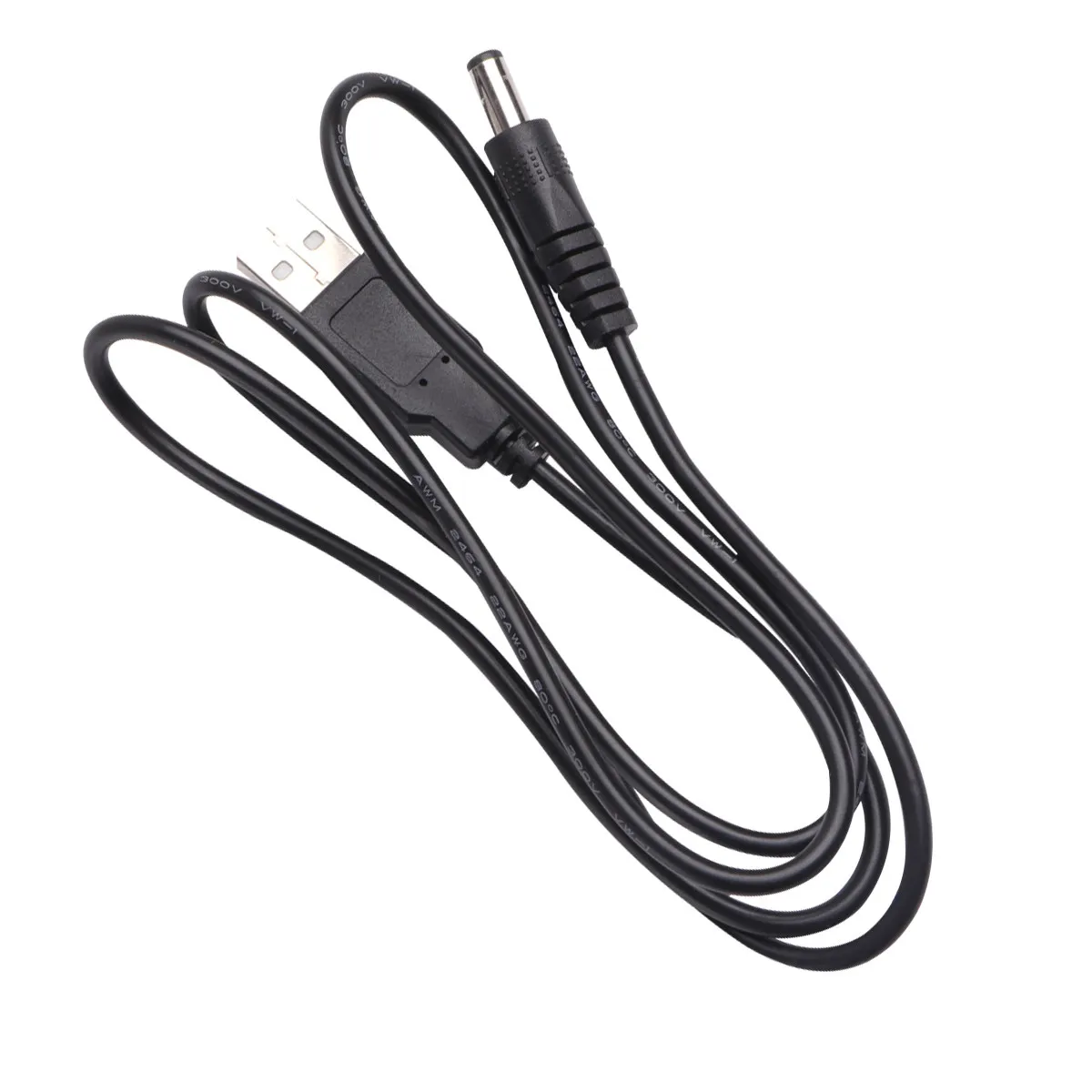 1M Black USB A Male to Dc 5.5mm Barrel Plug Power Supply Cable 5V Output for Tablets Laptops USB Chargers Wall Car Ports