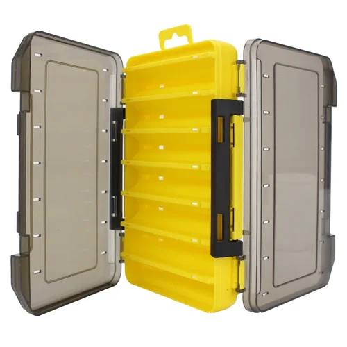 Imagen 2 del producto Caja de aparejos de pesca de doble cara, 12 y 14 compartimentos, caja de almacenamiento para anzuelos, accesorios de pesca, caja de almacenamiento de plástico