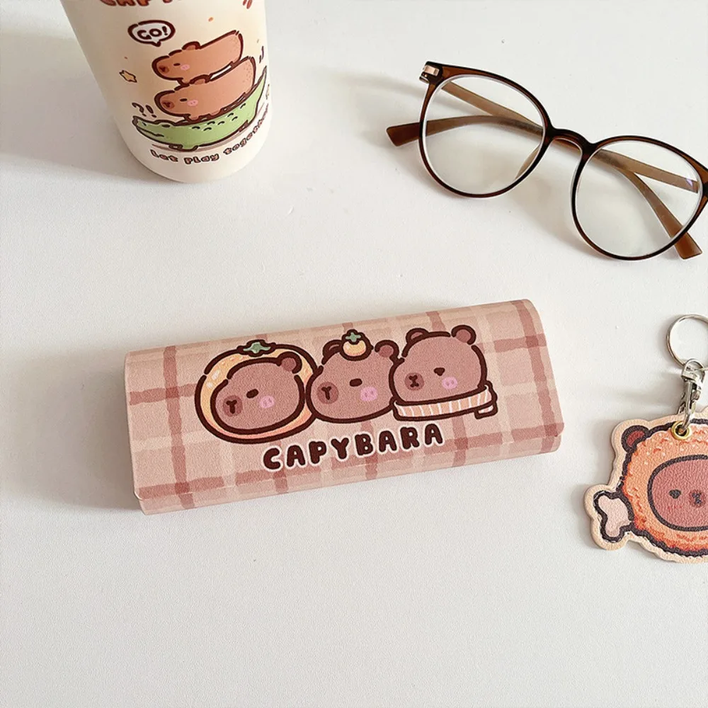 1pc Simple Leather Eyewear Case Optical Retro Myopia Glasses Sunglasses Storage Box Fashion for Men and Women
