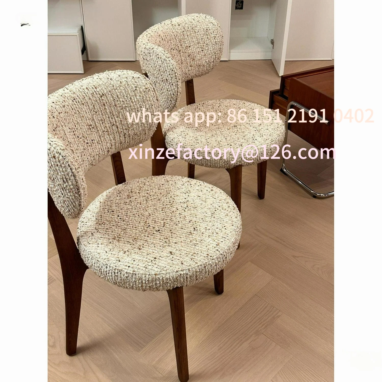 

Customizable style dining chair without armrests living room single chair light luxury European style solid wood dining chair