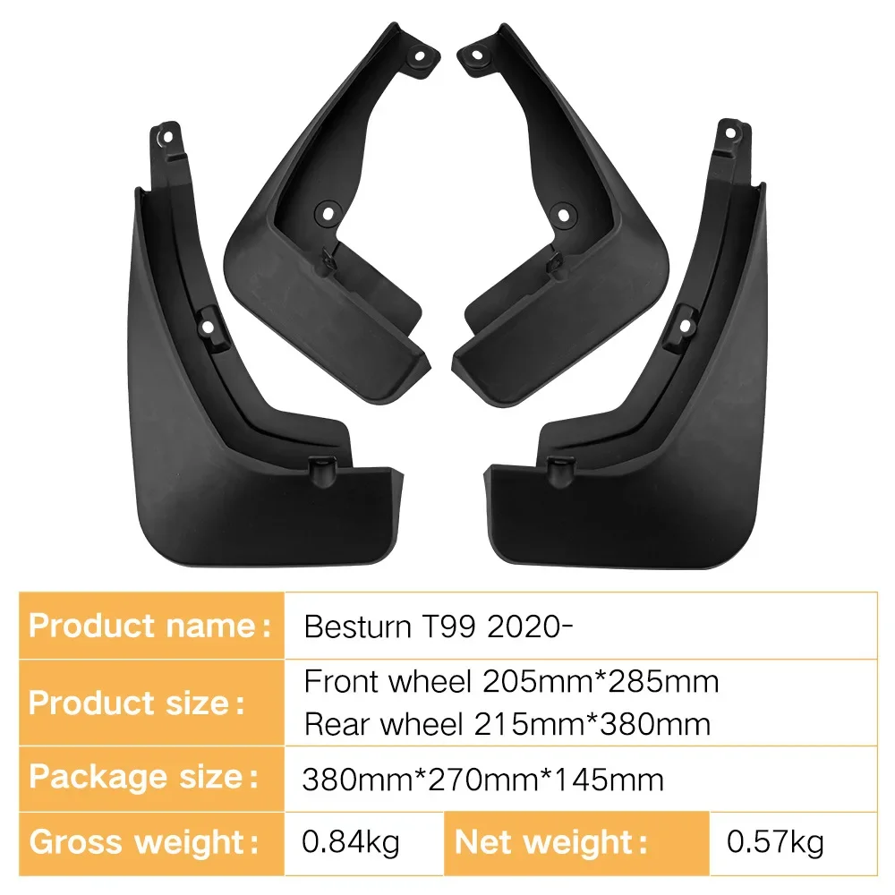 For FAW Besturn T99 2020-2023 black car mudguard Reduce dust Resist tire dirt car accessories tools