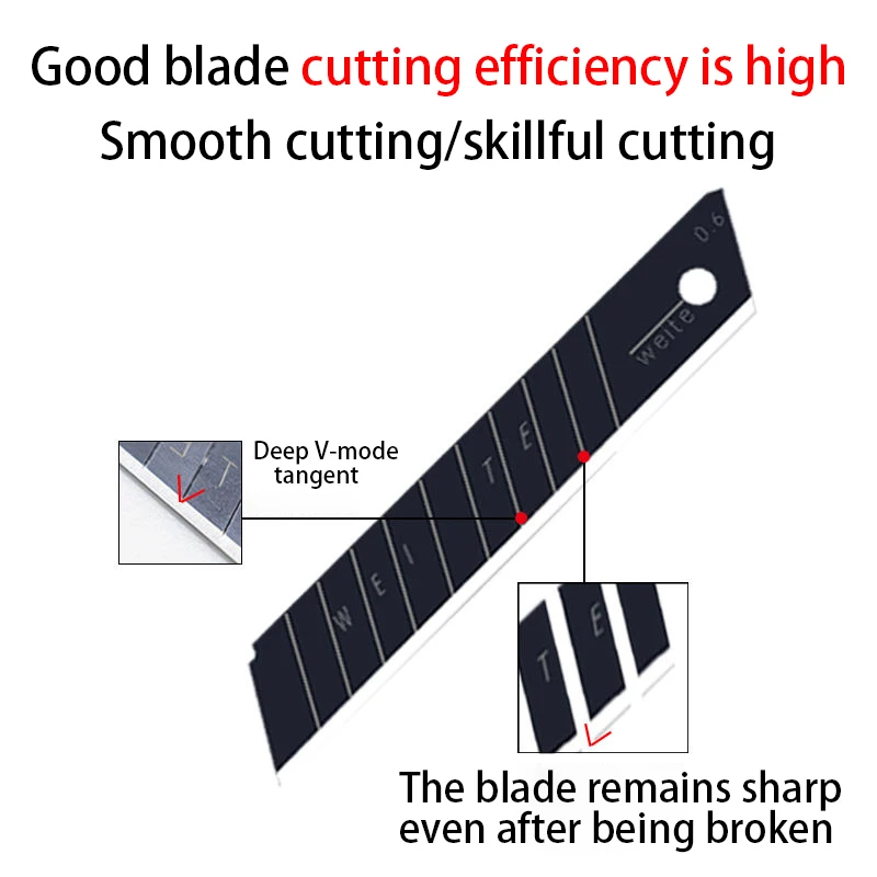 50PCS Stainless Steel Utility Knife Blade 100mm*18mm Black DIY Tool Replace The Carving Blade For Student Office Stationery