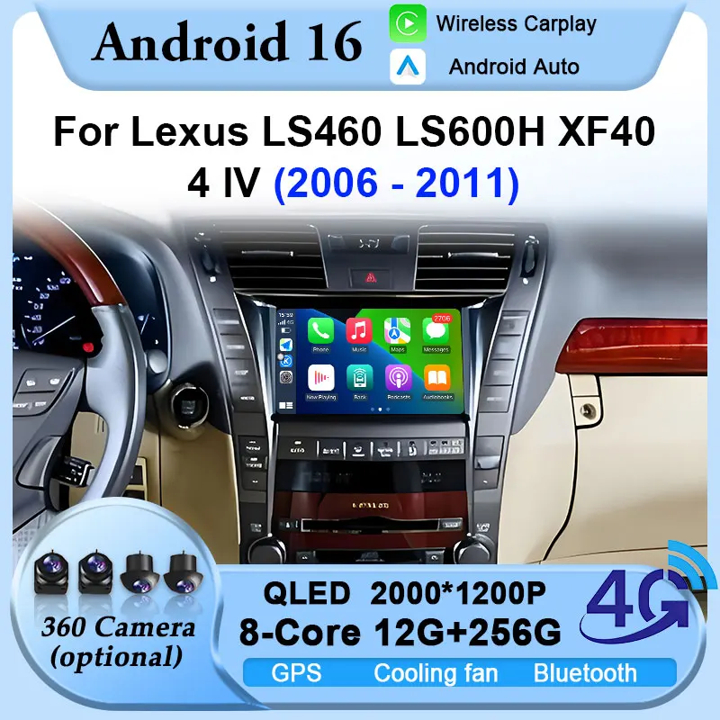 Head Unit Android 16 Car Radio For Lexus LS460 LS600H XF40 4 lV 2006-2011 Auto GPS Navigation Multimedia Player Stereo No 2din