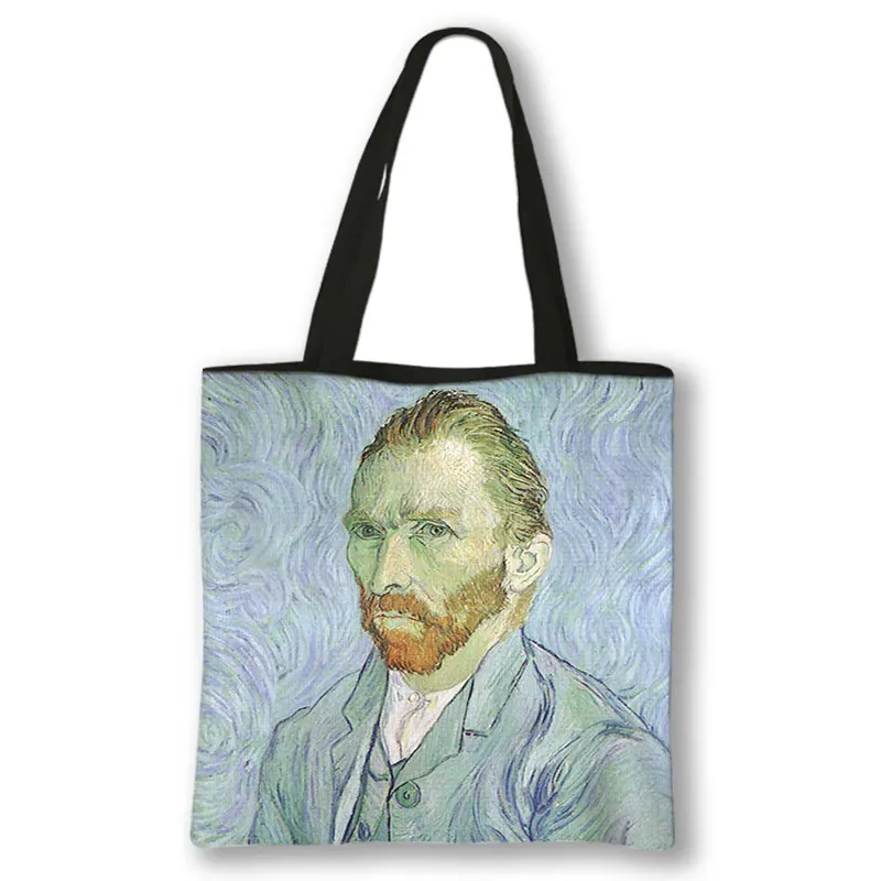 Oil Painting Blossoming Almond Tree / Starry Night Tote Bag Van Gogh Sunflower Women Handbag Canvas Shoulder Shopping Bags