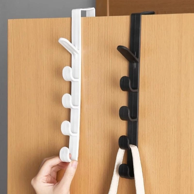 U1JB Strong adhesivo gancho plástico para bolsas pelaje toallas multipropósito extraíble 6 segmentos solución puerta
