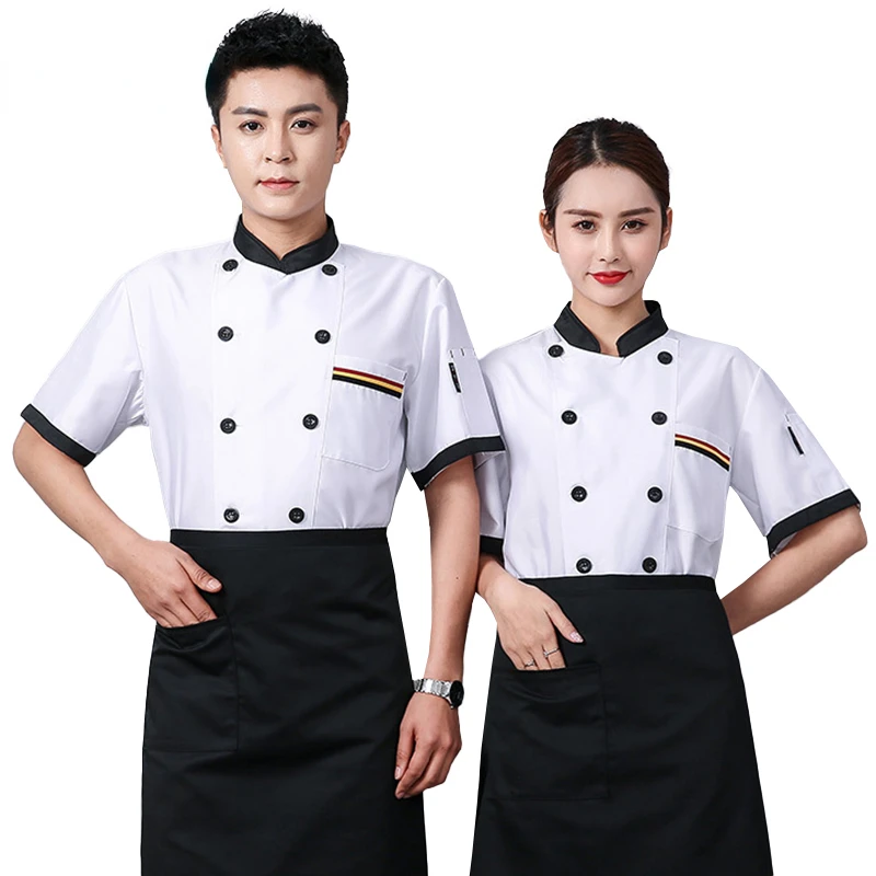 High Quality Chef Jacket Uniform for Kitchen Bakery Coffee Shop Short Sleeve Workwear Breathable Catering Restaurant Clothes