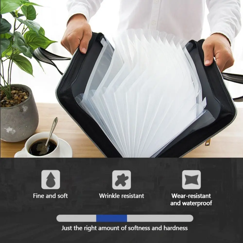 

Fashion Canvas A4 Documents File Bag Large Capacity Double Zipper Accordion Folder 12-Layer File Storage Organizer