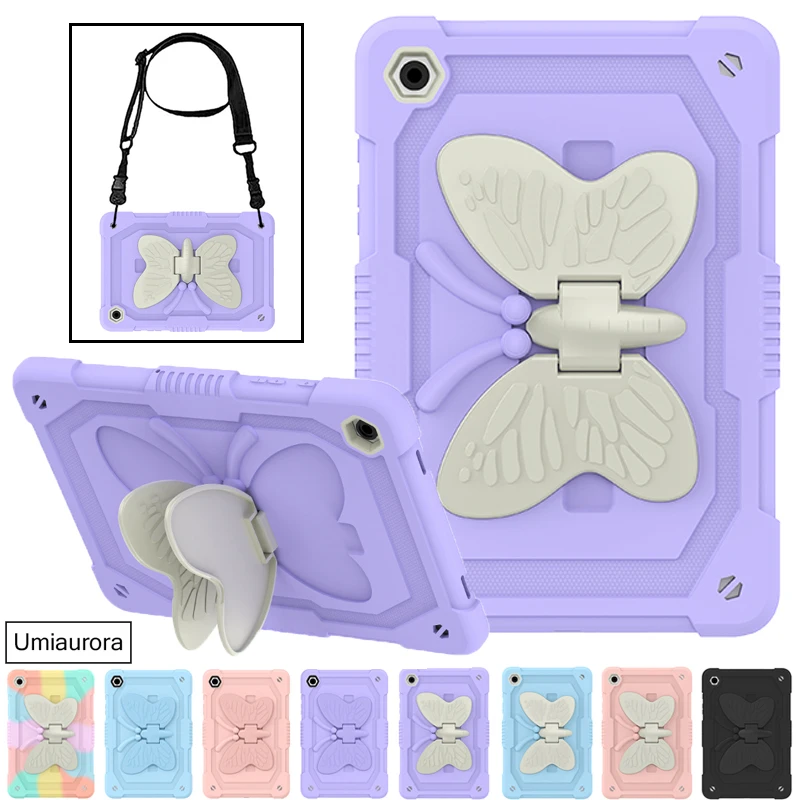 

For Samsung Tab A7 Lite A8 A9+ A11+ Plus SM-X230 SM-X210 X200 X130 T220 Shockproof Silicon PC Tablet Case Stand Butterfly Funda