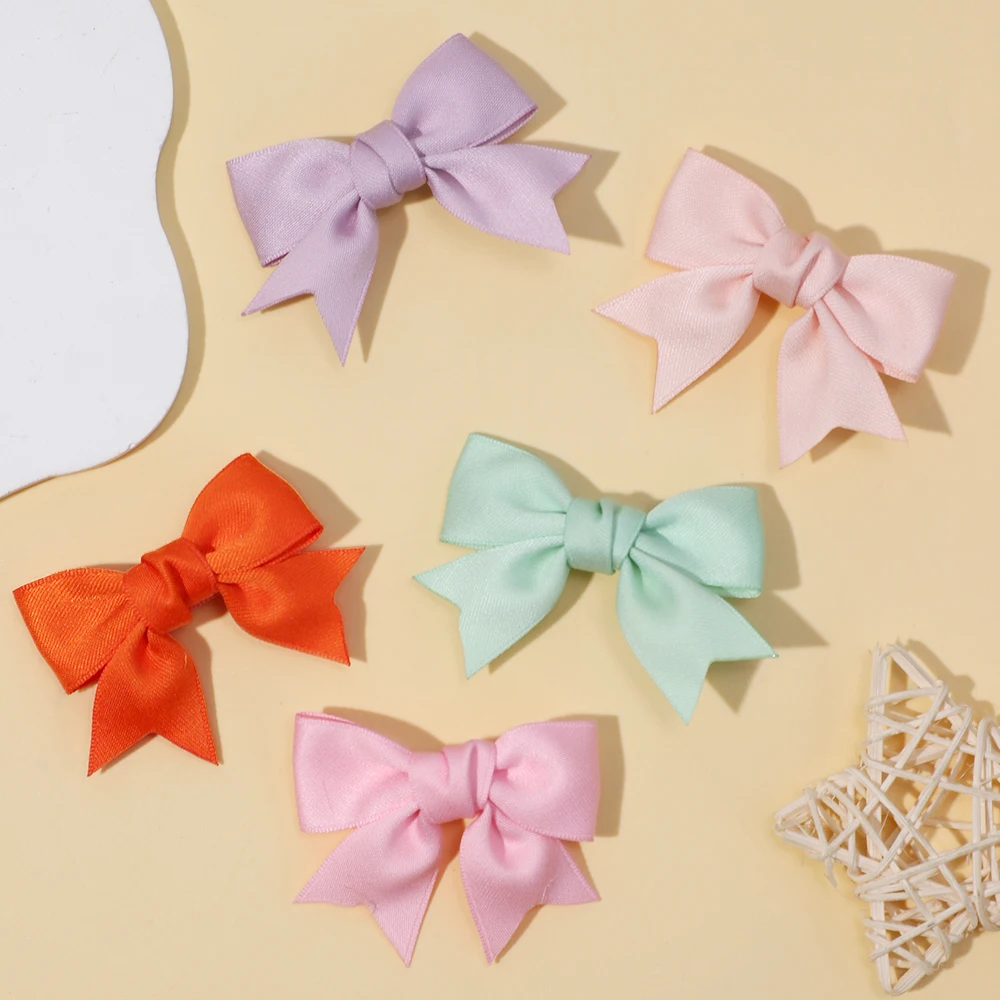 Solid Color Hair Bows Boutique With Clips For Girls Ribbon Bowknot Hairgrips Kids Headwear Baby Hair Accessories Gift Hairpin