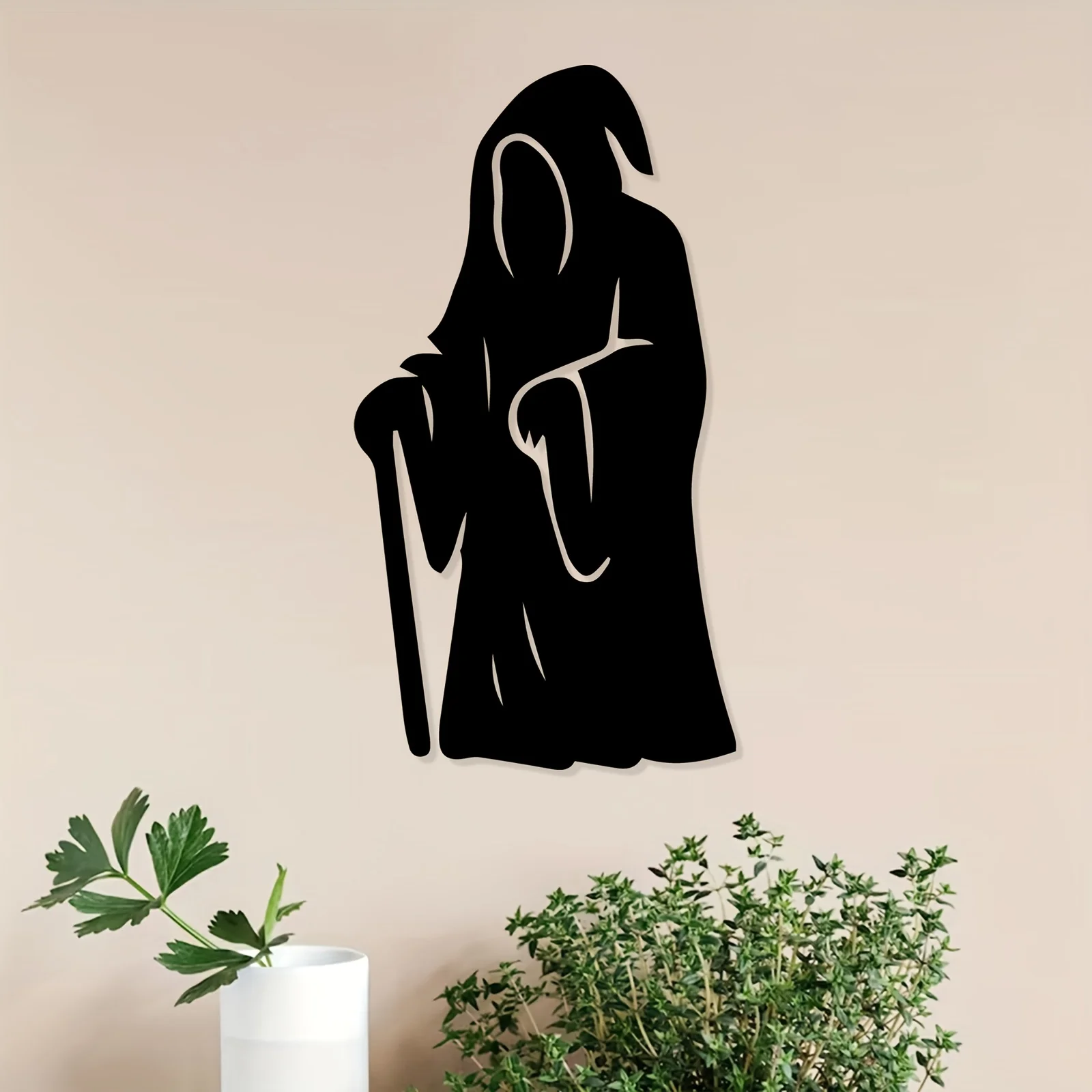 CIFBUY Metal Wall Art Iron Hanging Decor 2D Sculpture Grim Reaper Gothic For Home Indoor Outdoor Fence