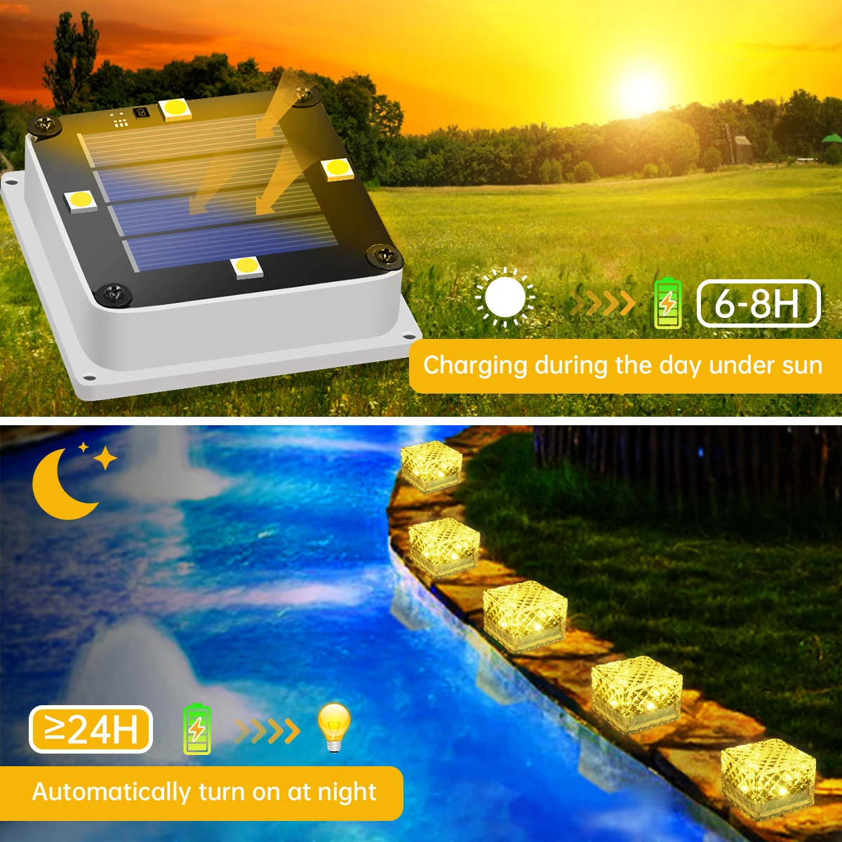 4 pçs luzes de tijolo solar caminho da paisagem luz decoração do jardim quintal paver iluminação estrada recesso paver para jardim caminho pátio