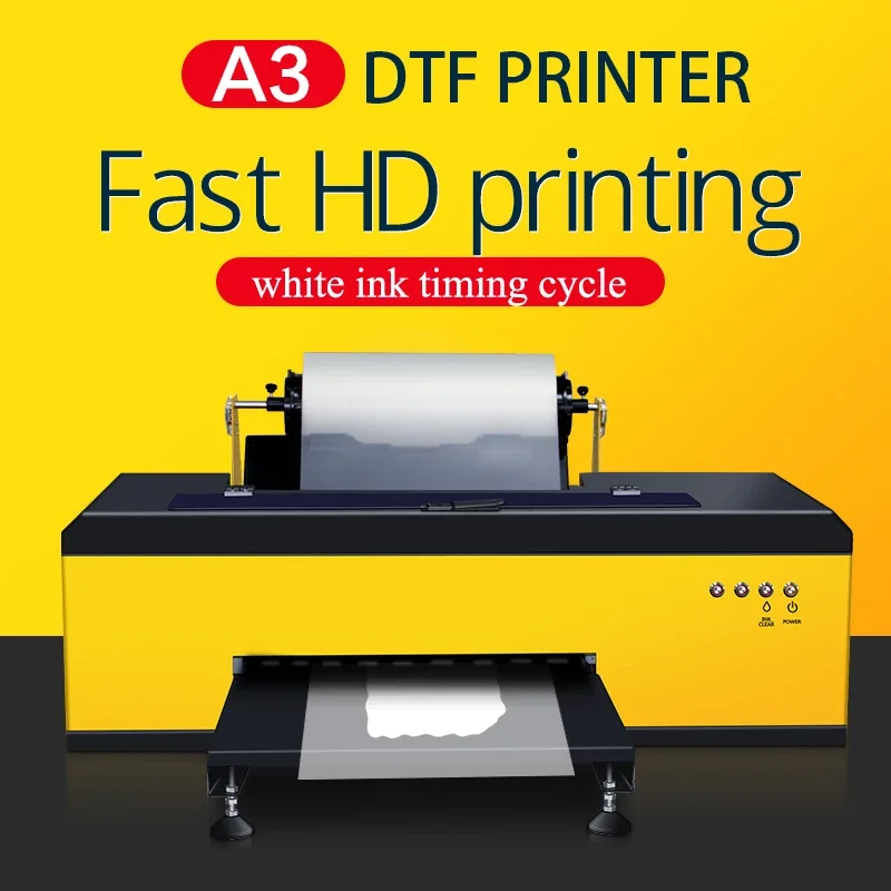 New Style Yellow A3 L1800 DTF Printer With Roll Film Controller Tshirt Printing Machine Heat Transfer Pet Film R1390 DTF Printer