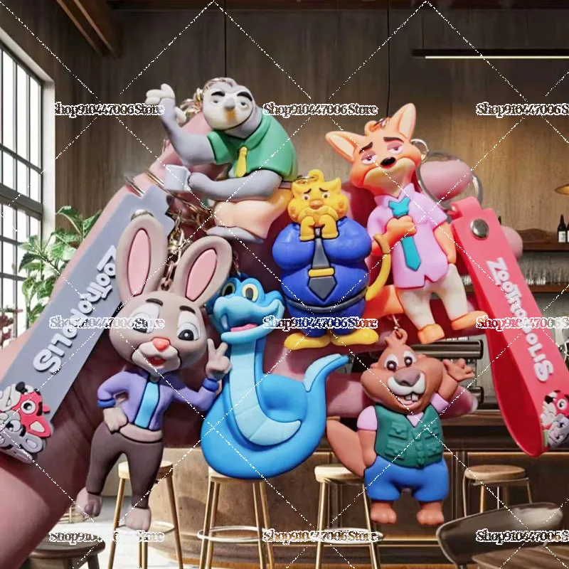 Urocze breloczki z kreskówki anime Zootopia 2, kawaii Disney, breloczki do kluczyków samochodowych, figurki akcji Judy i Nicka, breloczki z lalkami, prezenty świąteczne.
