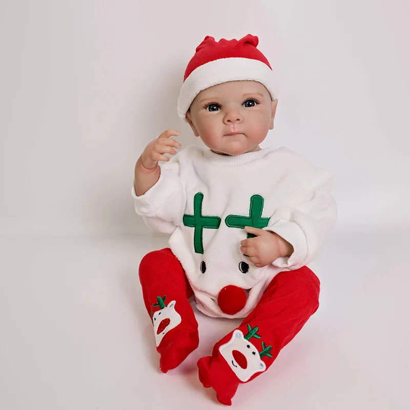 19inch 48cm Full Body Bettie in Christmas Outfit Lifelike Real Newborn Baby Doll Hand-Detailed Paint Hair