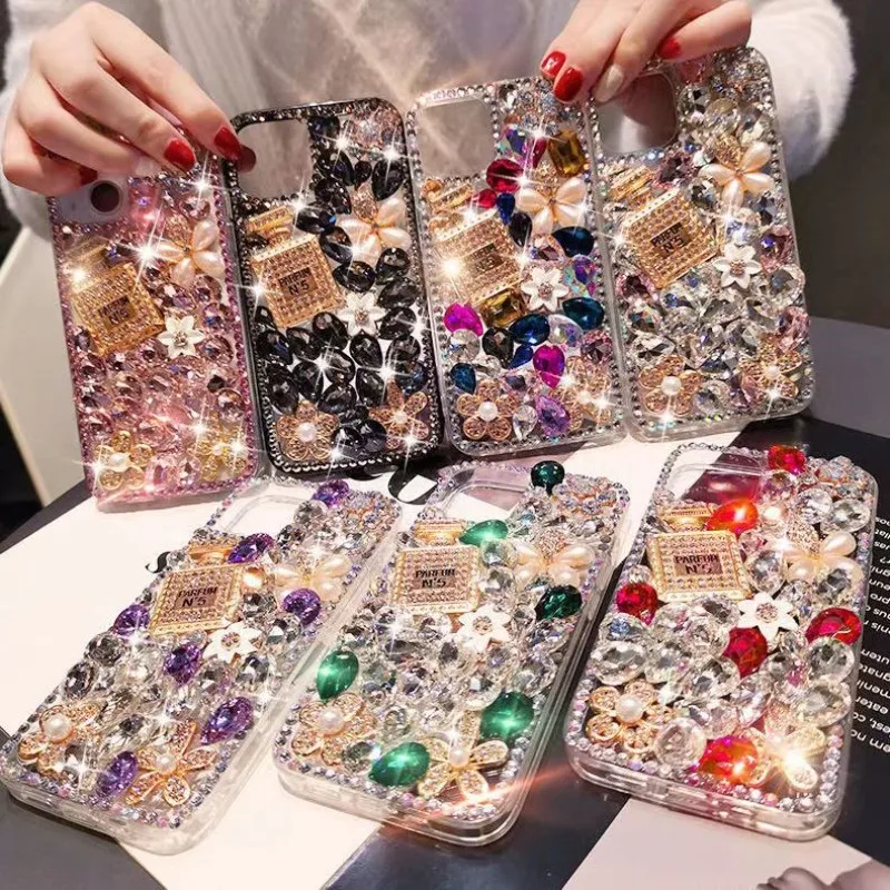 Personalized Luxury Water Diamond Fragrant Bottle Case for iPhone 6 7 8 X XS XR XSMAX11 12 13 14 Luxury Full Diamond Case