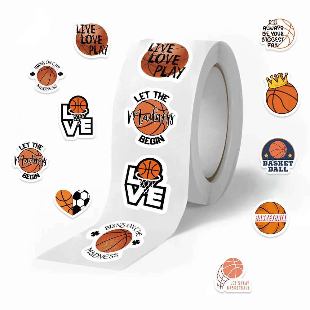 500Pcs/Roll Basketbal Sport Cartoon Graffiti Stickers Telefoon Gitaar Laptop Notebook Koffer Waterflessen Sticker Cadeau