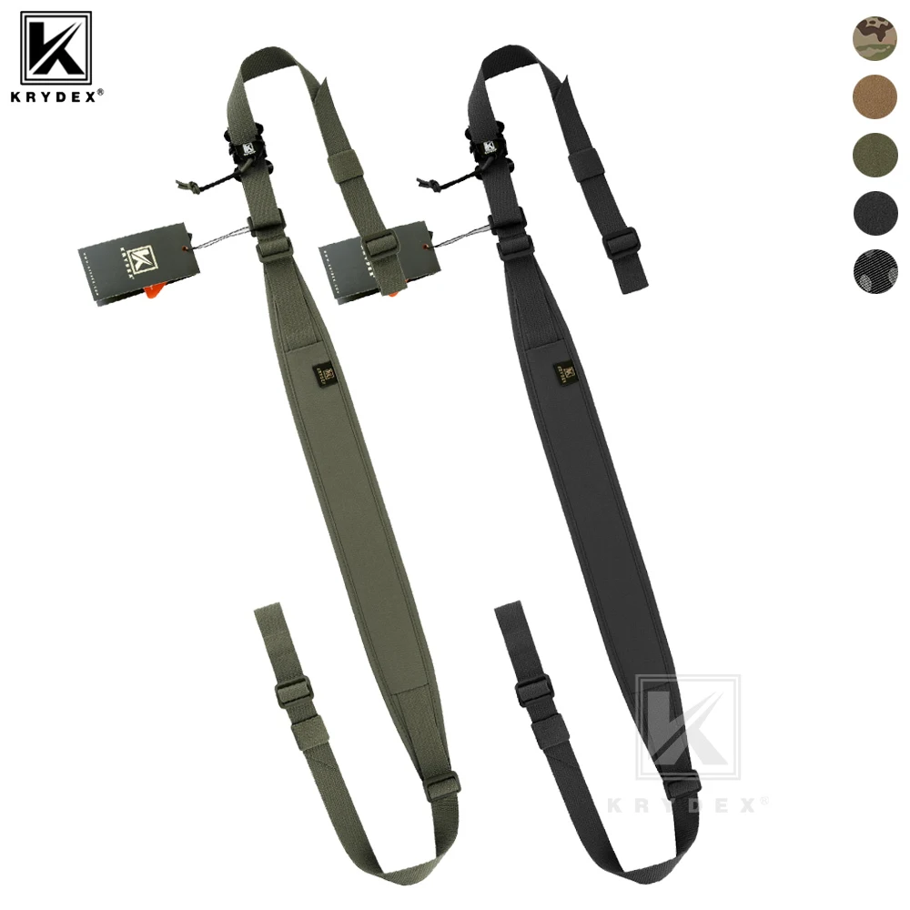 

KRYDEX Tactical Sling Slingster Strap 1 or 2 Point 2.25" Removable Padded Rapid Adjust Hunting Airsoft Gun Belt Strap