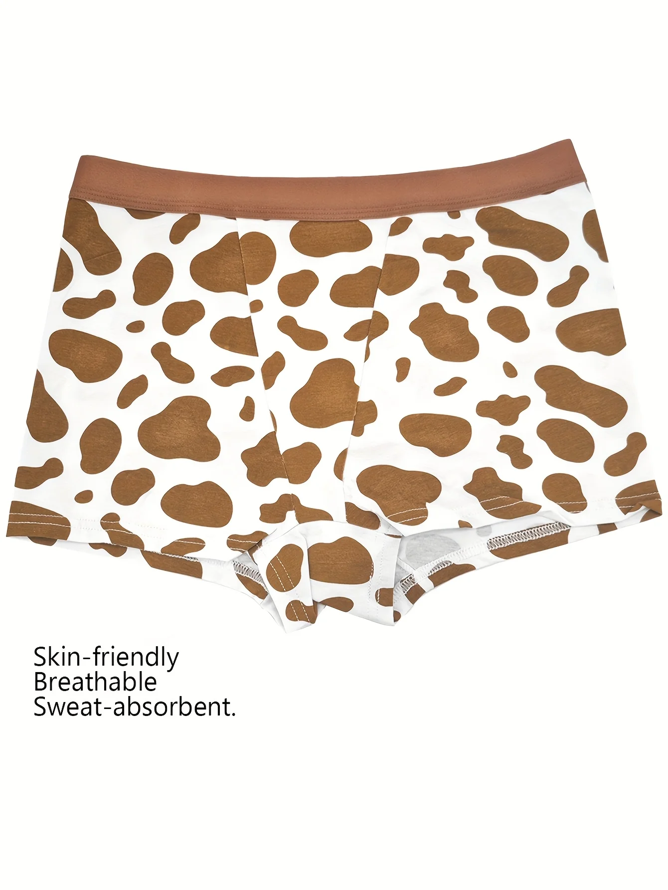 Cor aleatória: 3 listras de estampa de vaca, cintura ampliada, sem costura, respirável, cuecas, roupas íntimas femininas, estilo fino feminino esportivo