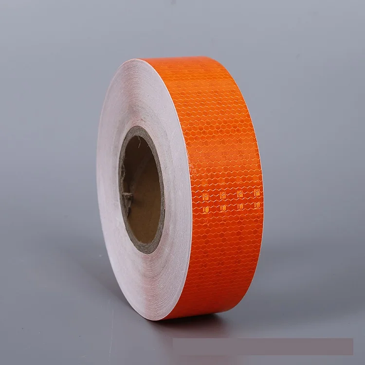 2 Inch / 4 Inch Orange Self-adhesive Reflector PVC Reflective Warning Tape For Van Car Traffic Sign